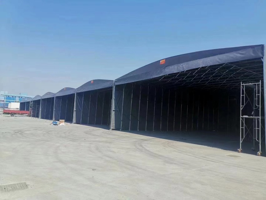 手動推拉(lā)雨蓬,倉庫棚移動倉庫(kù)棚