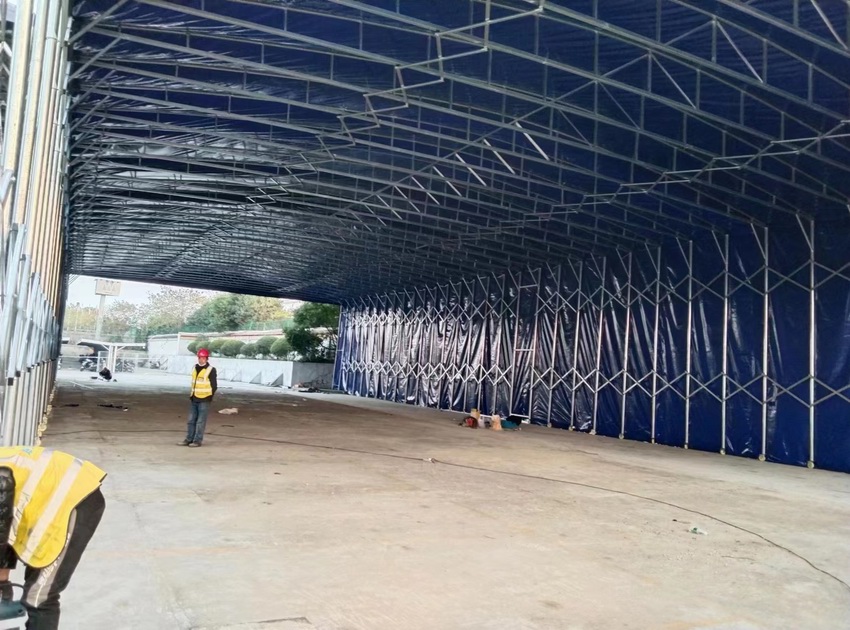 手動推拉雨蓬,倉庫(kù)棚移動倉庫棚